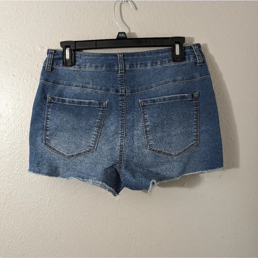Charlotte Russe refuge high rise shortie jean shorts